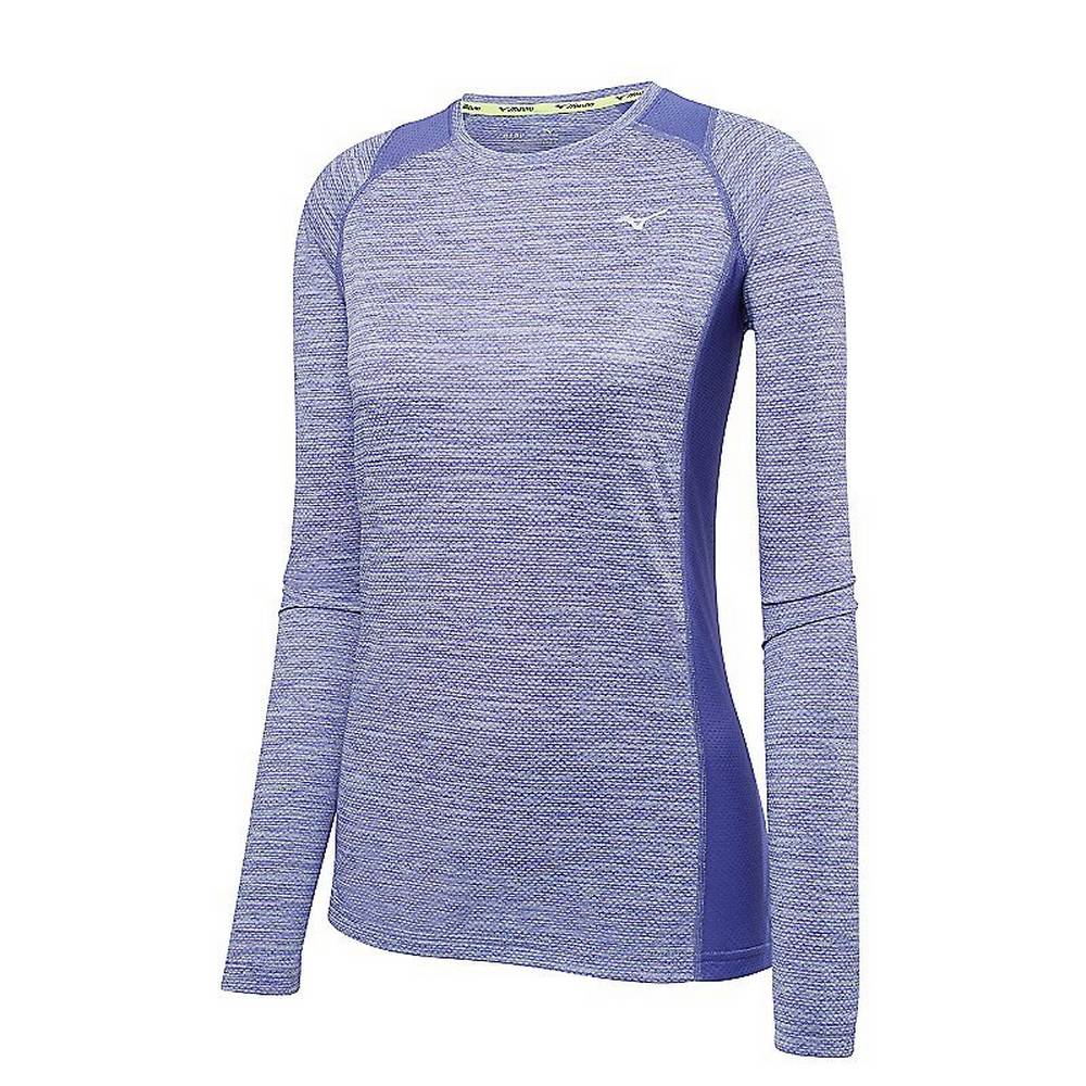 Blusa Mizuno Alpha Long Sleeve - Mulher - Vermelhas Azul Marinho - PRXCI9423